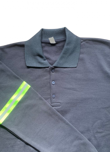 2 İplik Kolu 3cm Yeşil Reflektörlü Lacivert Sweatshirt