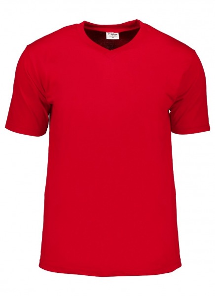V YAKA KISA KOLLU KIRMIZI T-SHIRT