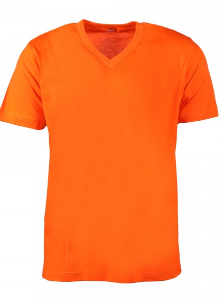 V YAKA KISA KOLLU TURUNCU T-SHIRT