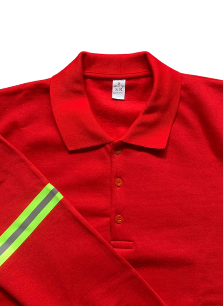 2 İplik Kolu 3Cm Yeşil Reflektörlü Kırmızı Sweatshit